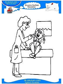 Çocuklar İçin Doktor Boyama Sayfaları 